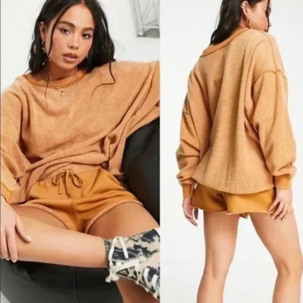 Free People Kelly Cognac Lounge Sweat Shorts. NWOT. Size XS